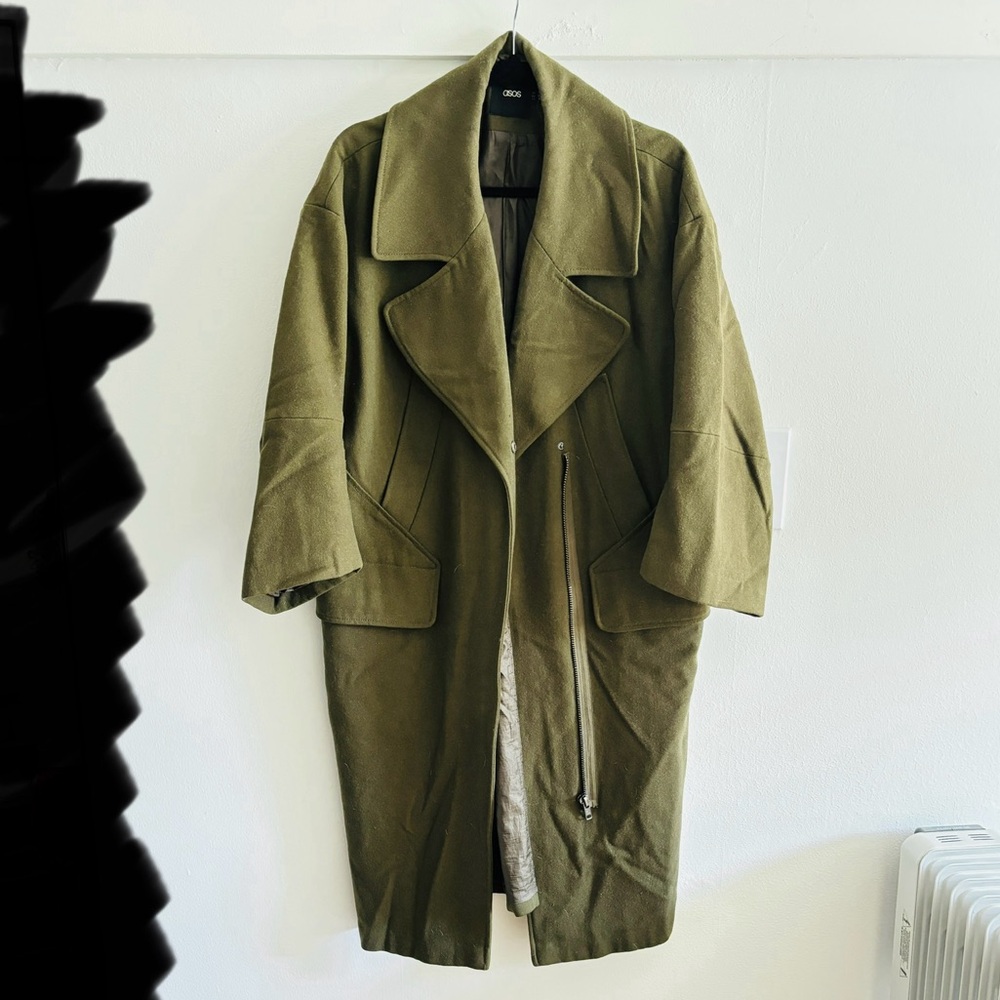 ASOS Military style Wool Coat in Olive